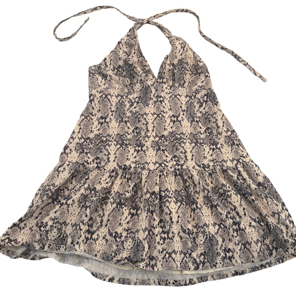 Free People Cecil Halter Mini Dress Snake Print